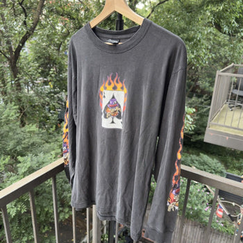 2000s Joker Ace Card Flame Longsleeve Biker Tee