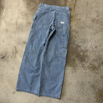 2000s GAP CONTRACTOR PINSTRIPE BAGGY WIDE LEG DENIM JEANS