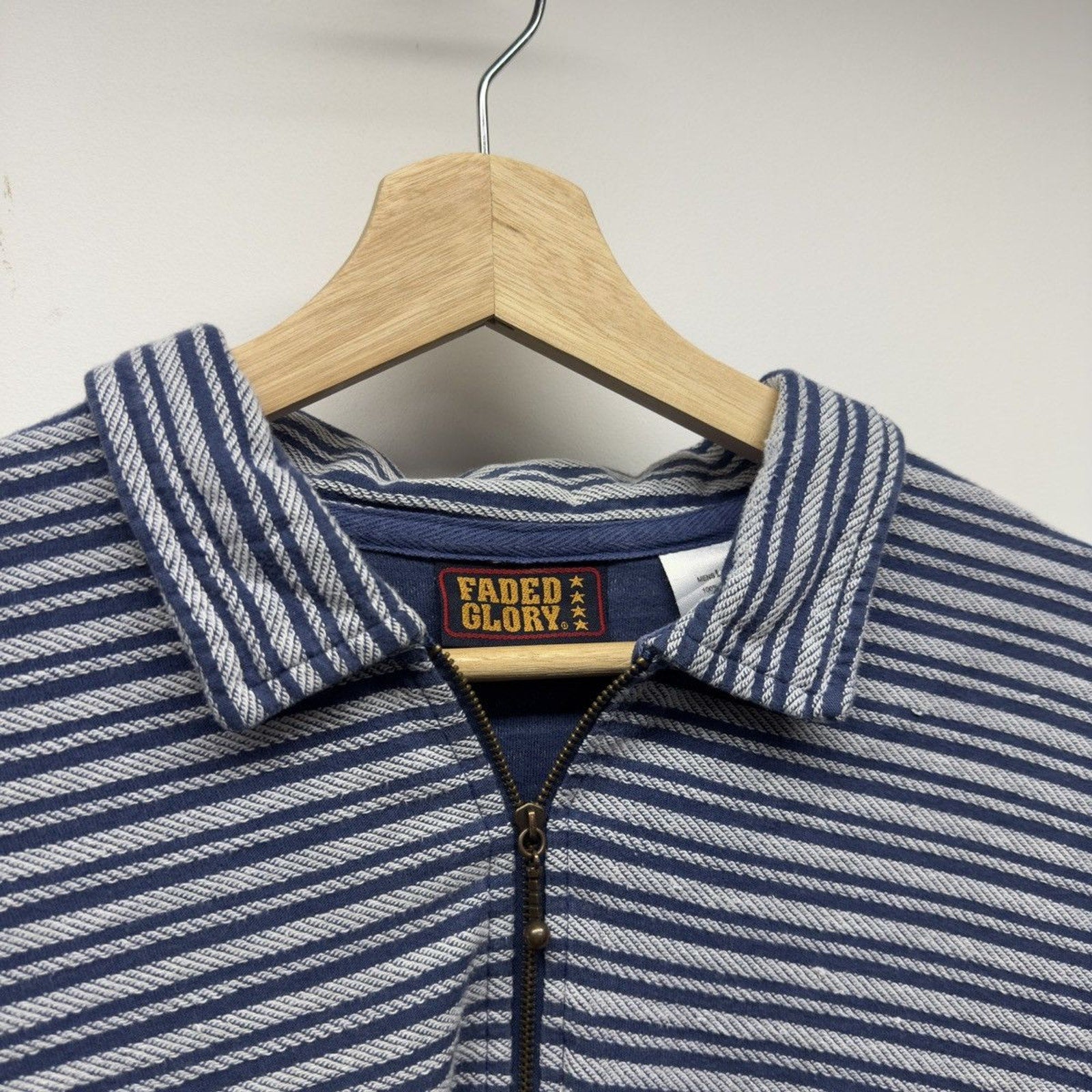 Vintage 2000s Faded Glory Striped Faded Distressed Zip Shirt