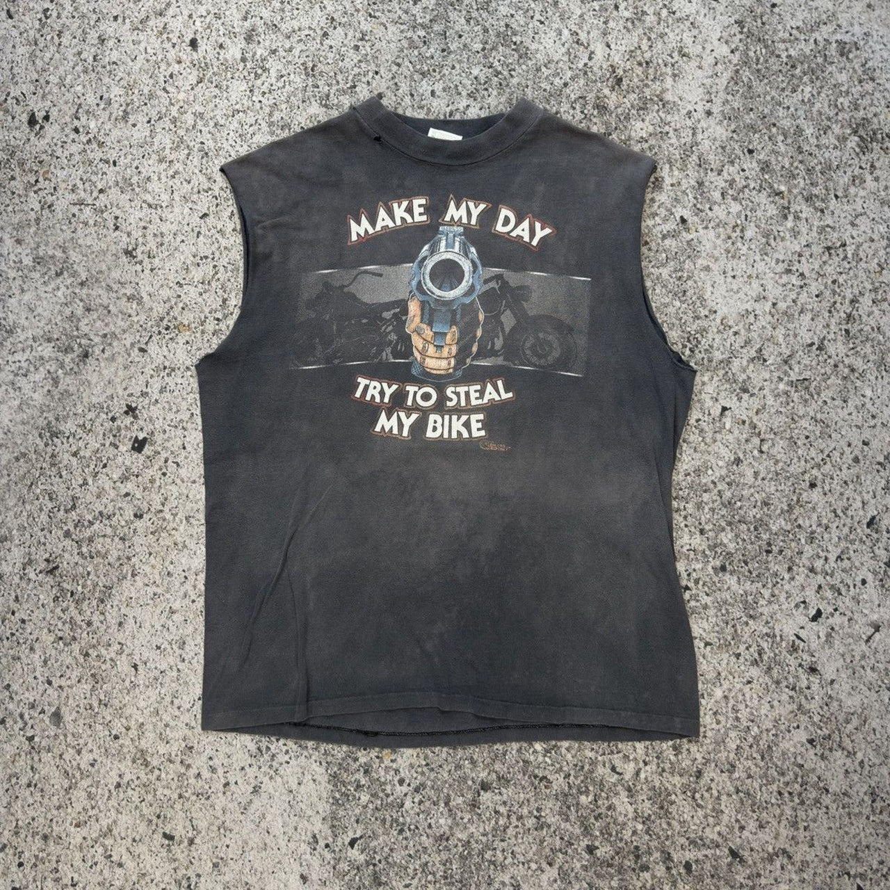 1990s Harley Davidson Faded Gun Tank