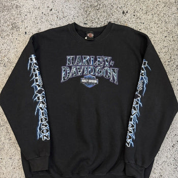 Sudadera con el logotipo de un rayo descolorido de Harley-Davidson de los años 2000