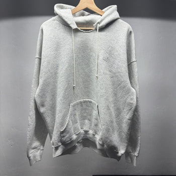 1990s Faded Blank Grey Distressed Cut Hoodie