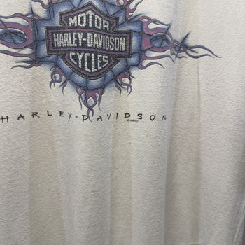 Vintage 1990s Harley Davidson Faded Feel The Heat Flame Tee