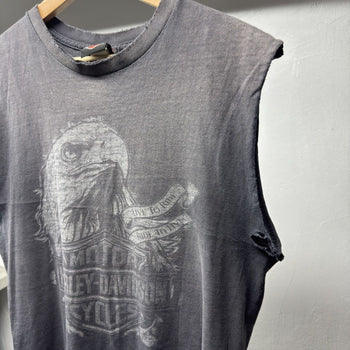 2010s Harley Davidson Thrashed Faded Distressed Cut Off Tee