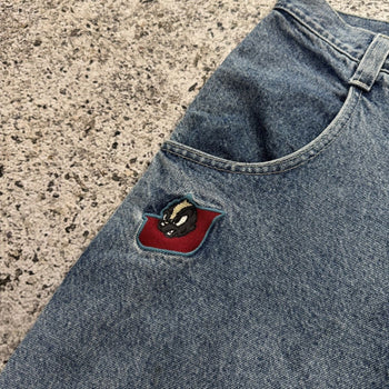 Pantalones cortos vaqueros Jnco de pierna ancha y holgados con rayas Skunk de los años 90