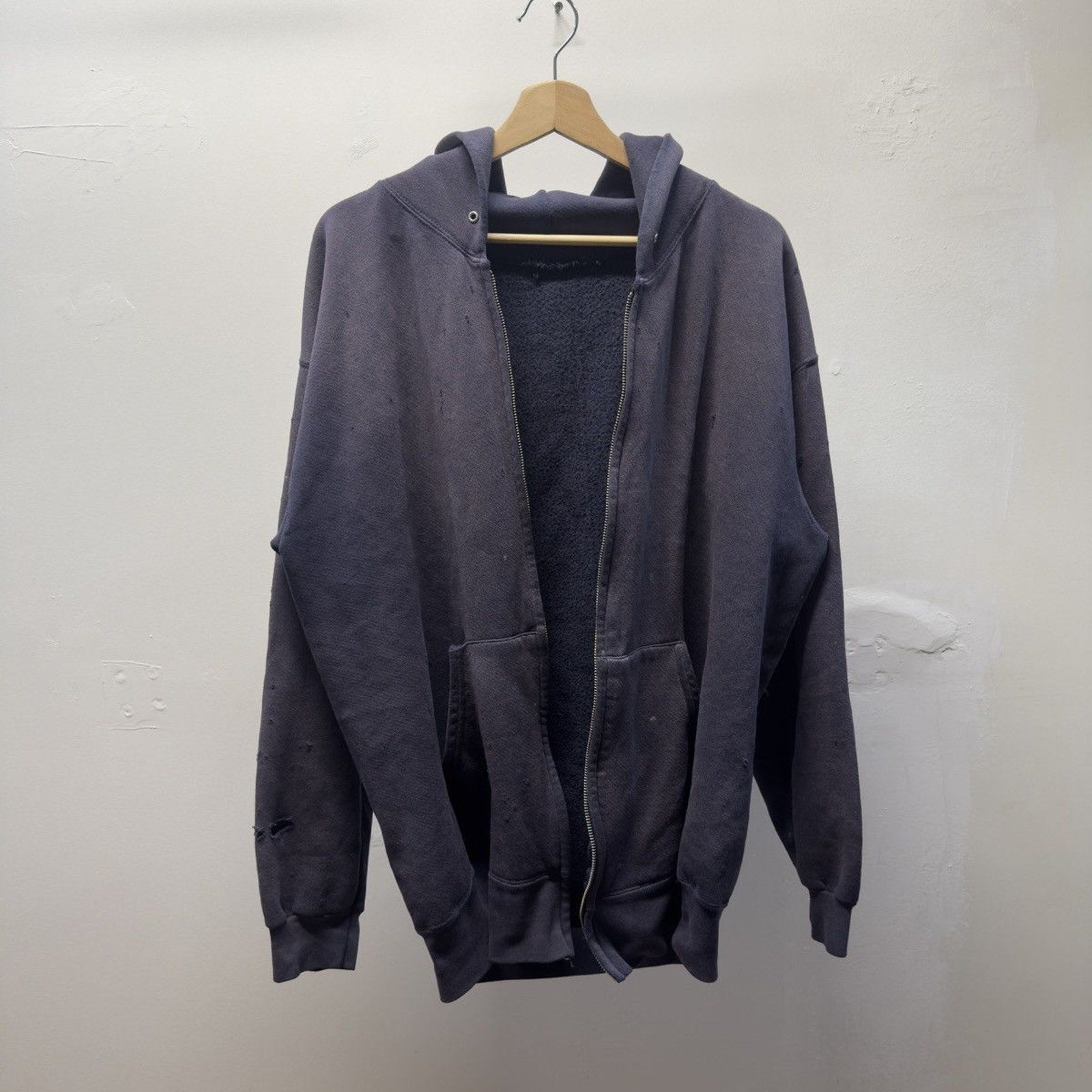 Vintage 1990s Made in USA Faded Distressed Zip Up Hoodie