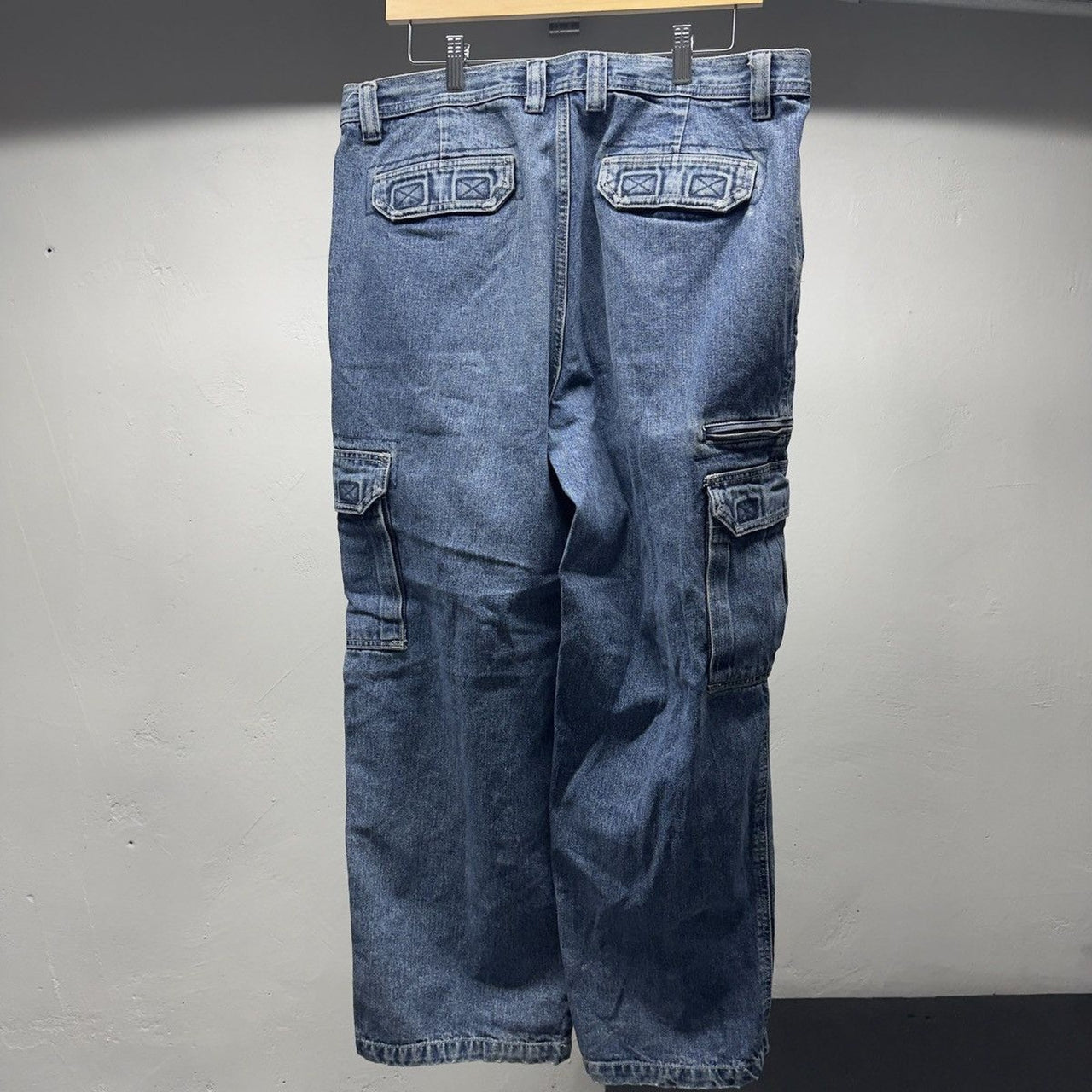 1990s Y2K Baggy Wide Leg Denim Cargo Jeans