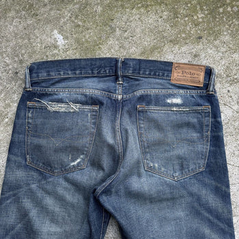 JEANS DE DENIM DESGASTADOS Y REPARADOS CON ORILLO DE POLO RALPH LAUREN
