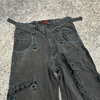 1990s 2000s Y2K TRIPP NYC THRASHED FADED BONDAGE RAVER PANTS