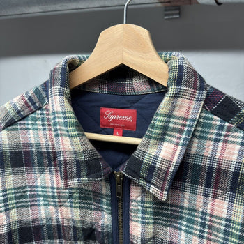 Supreme FW19 Quilted Plaid Flannel Zip Up Grunge