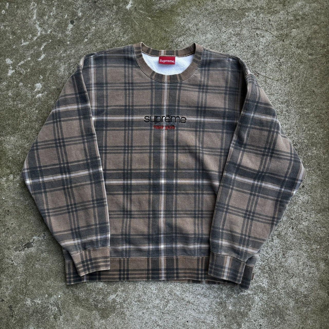 SUPREME SS21 BROWN PLAID CREWNECK