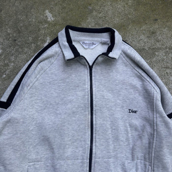 1990s DIOR MONSIEUR RAGLAN ZIP UP SWEATSHIRT GREY