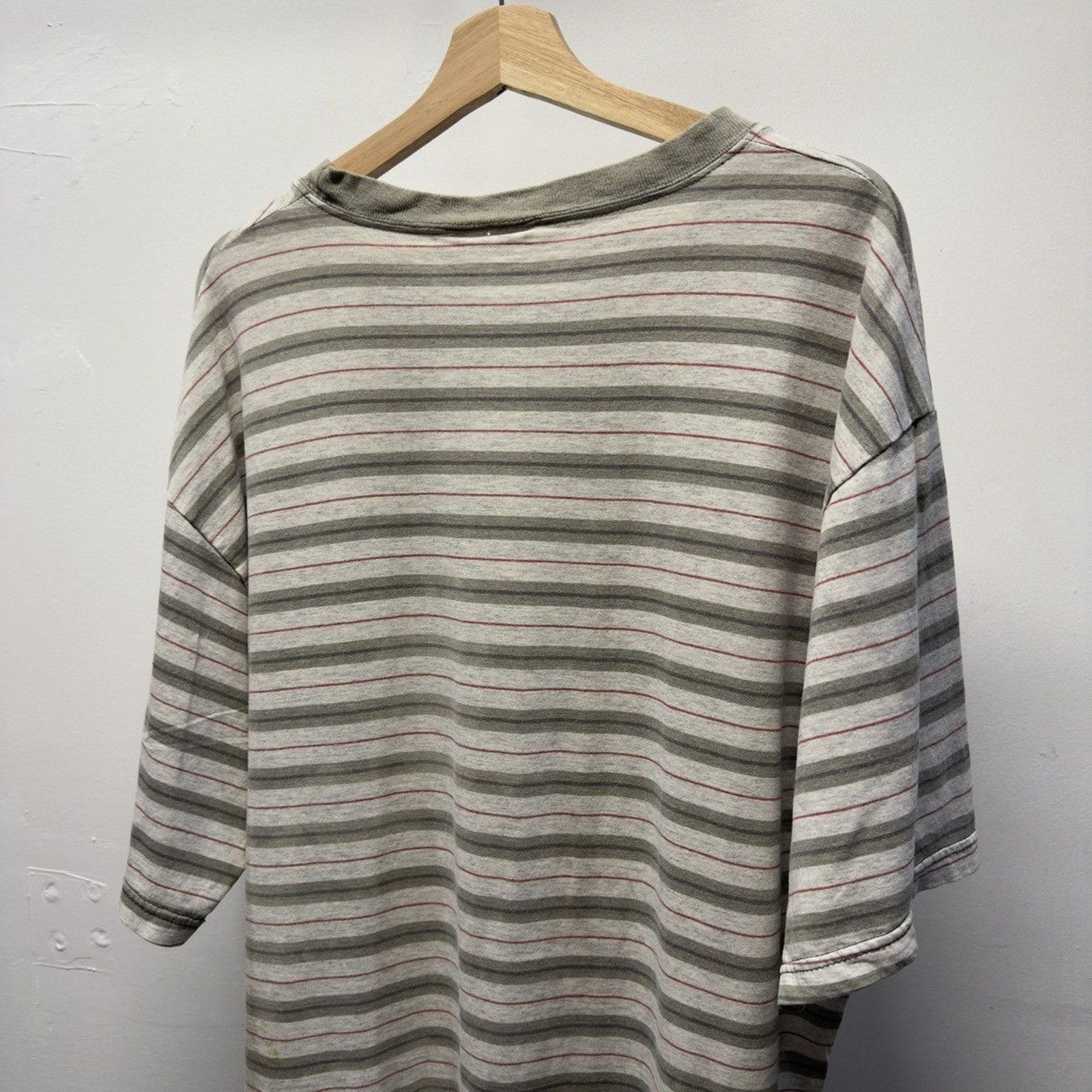 Vintage 1990s Striped Green Faded Distressed Tee