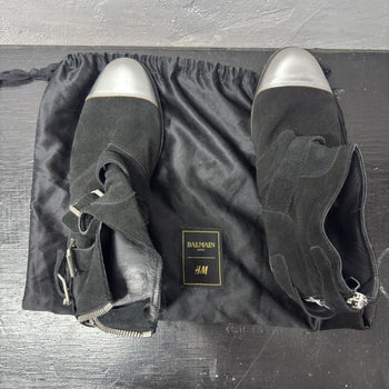 FW15 Balmain x H&M Silver Toe Buckle Boots