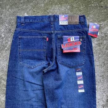 2000S Y2K LOCO BAGGY WIDE LEG BLUE SKATER DENIM JEANS