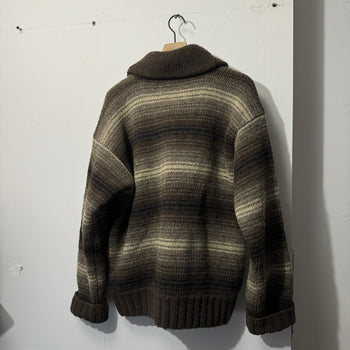 1990s RRL RALPH LAUREN HAND KNIT WOOL COWICHAN FULL ZIP SWEATER