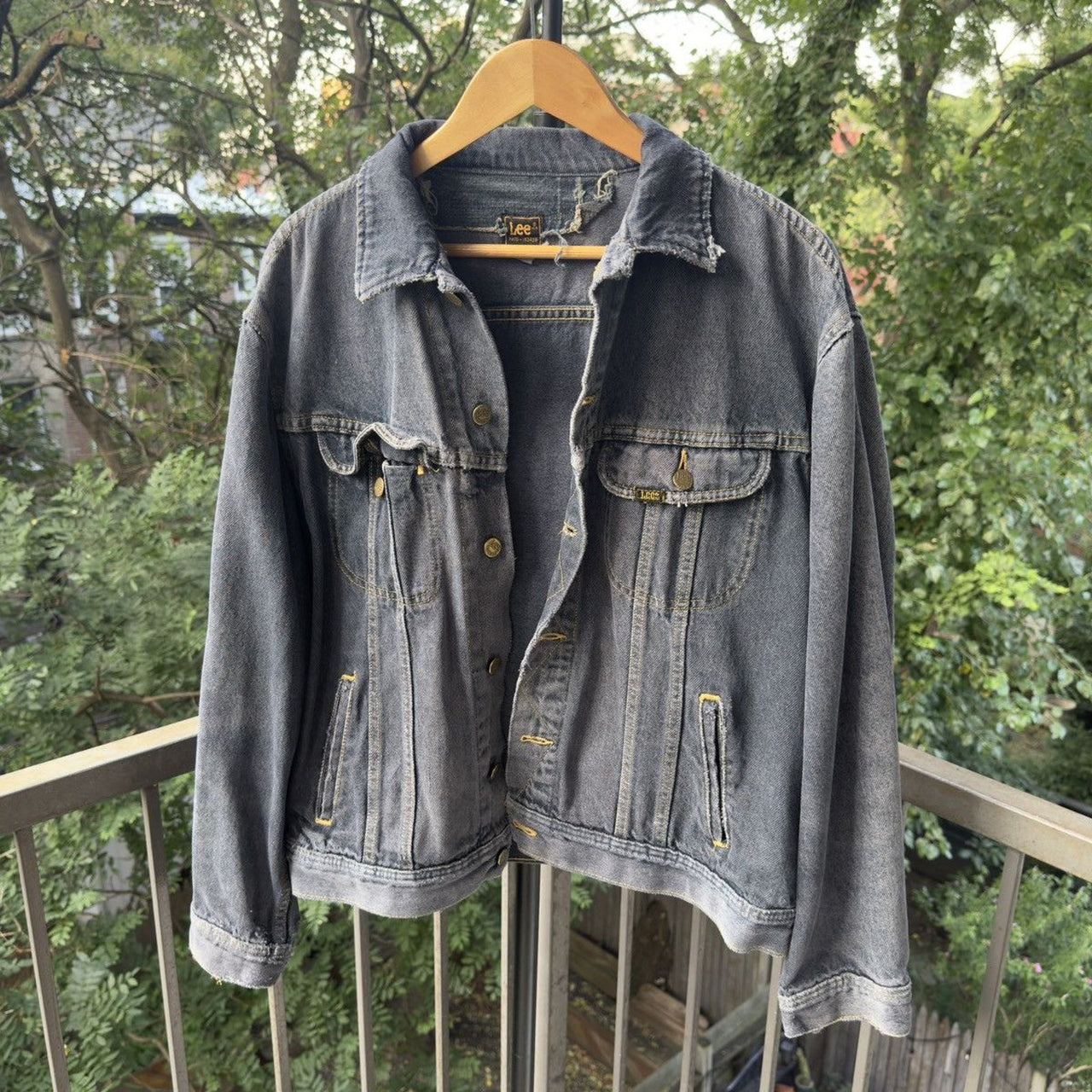 1980s Thrashed Faded Distressed Black Lee Rider's Denim Jacket
