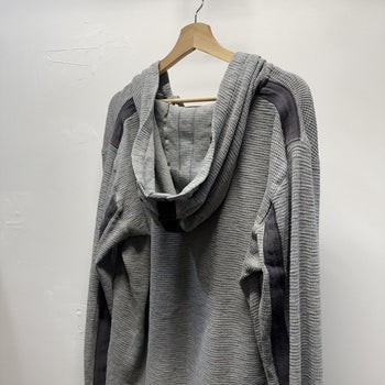 Vintage 2000s DKNY Thermal Waffle Knit Ribbed Striped Henley Hoodie