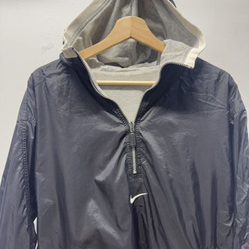 Vintage 2000s Nike Reversible Black Nylon Cotton Windbreaker Jacket