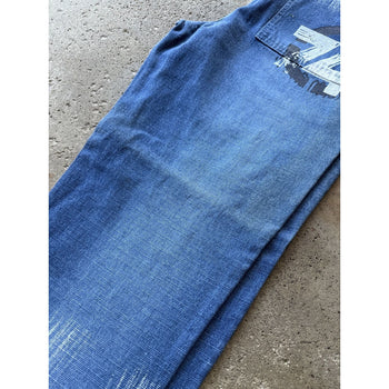 2000S Y2K KOMANI BAGGY FLARE DENIM GRAFFITI SKATER JEANS