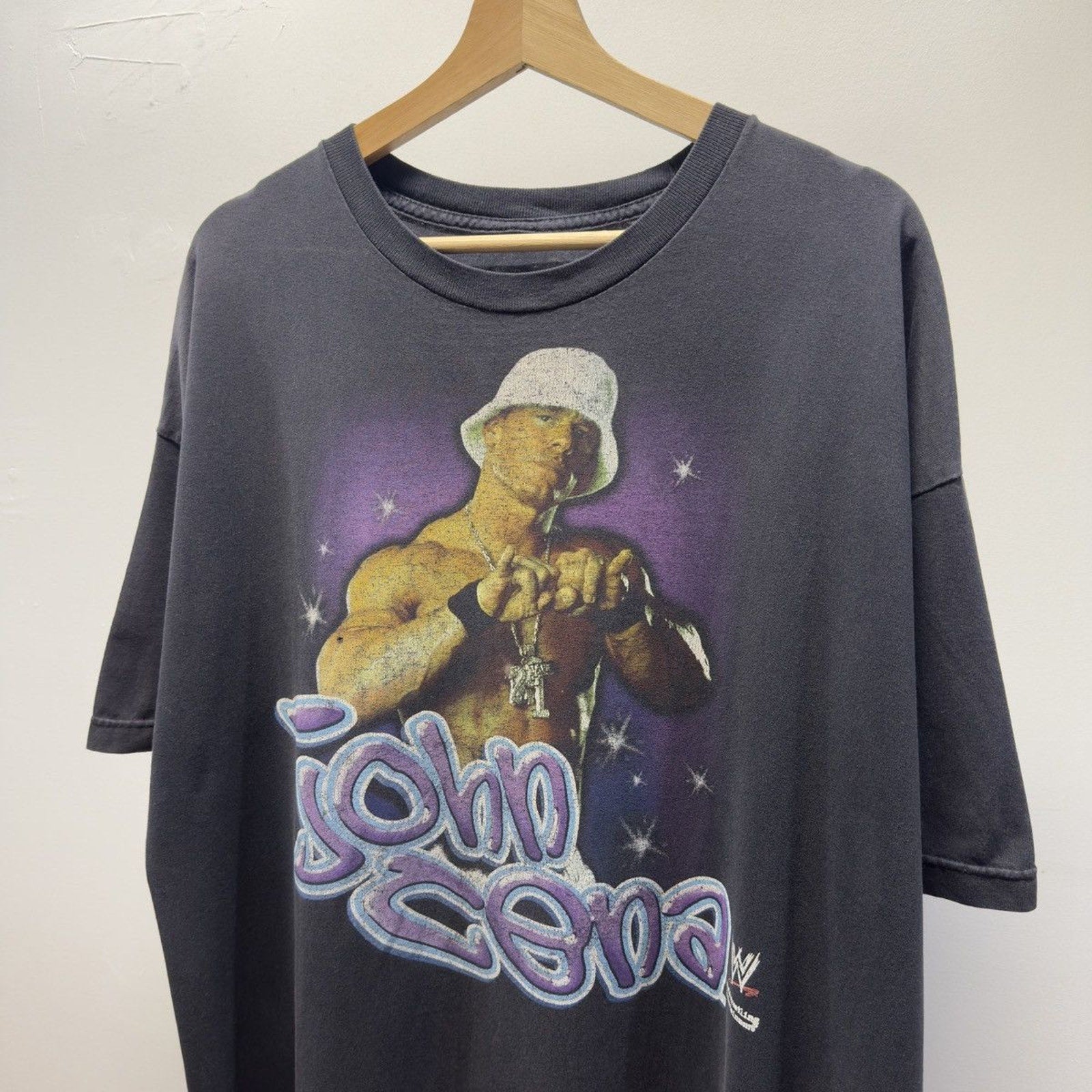 Vintage 2002 John Cena WWE Word Life Bucket Hat Faded Tee