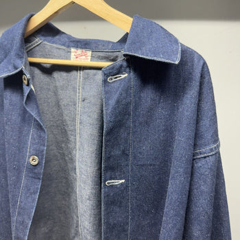 1930s 1940s WW2 One Pocket Selvedge Denim Chore Coat Union Made