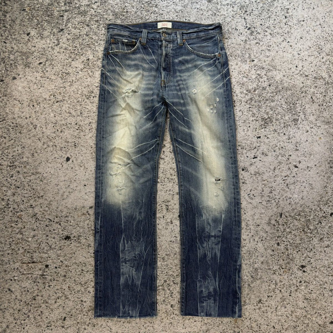 2000s Levi's 501 Thrashed Faded Distressed Jeans
