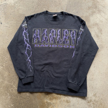 1990s HARLEY DAVIDSON LIGHTNING LOGO LONGSLEEVE TEE