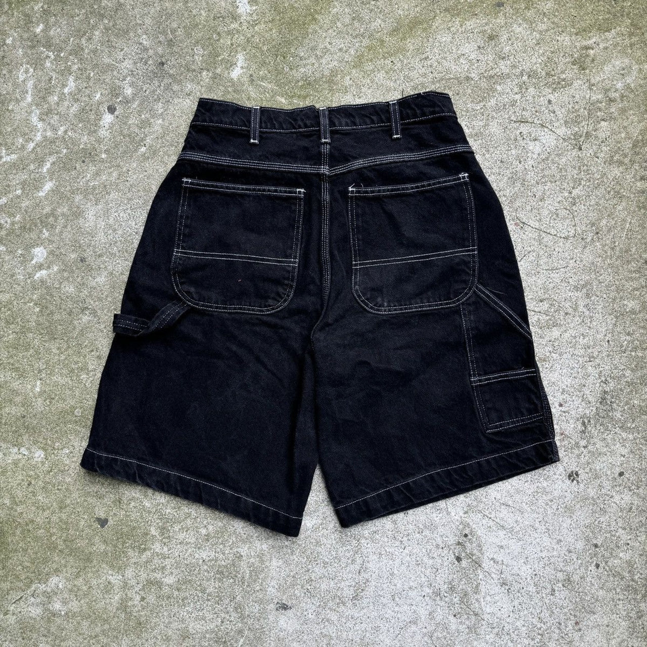 2000S Y2K BAGGY BLACK DENIM SKATER JEAN SHORTS JORTS