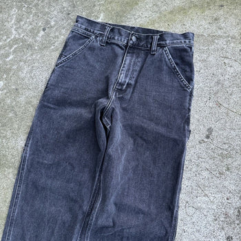 CARHARTT WIP FADED BLACK DENIM CARPENTER PANTS