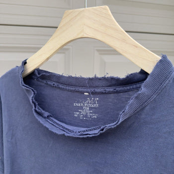 2000s Thrashed Faded Distressed Blue Longsleeve Tee