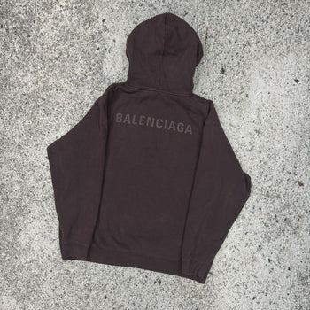 BALENCIAGA BURGUNDY LOGO PULLOVER HOODIE