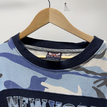 Vintage 2000s Faded Blue Camo New York Longsleeve Jersey Shirt