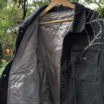 Sp5der Worldwide Rhinestone Denim Jacket