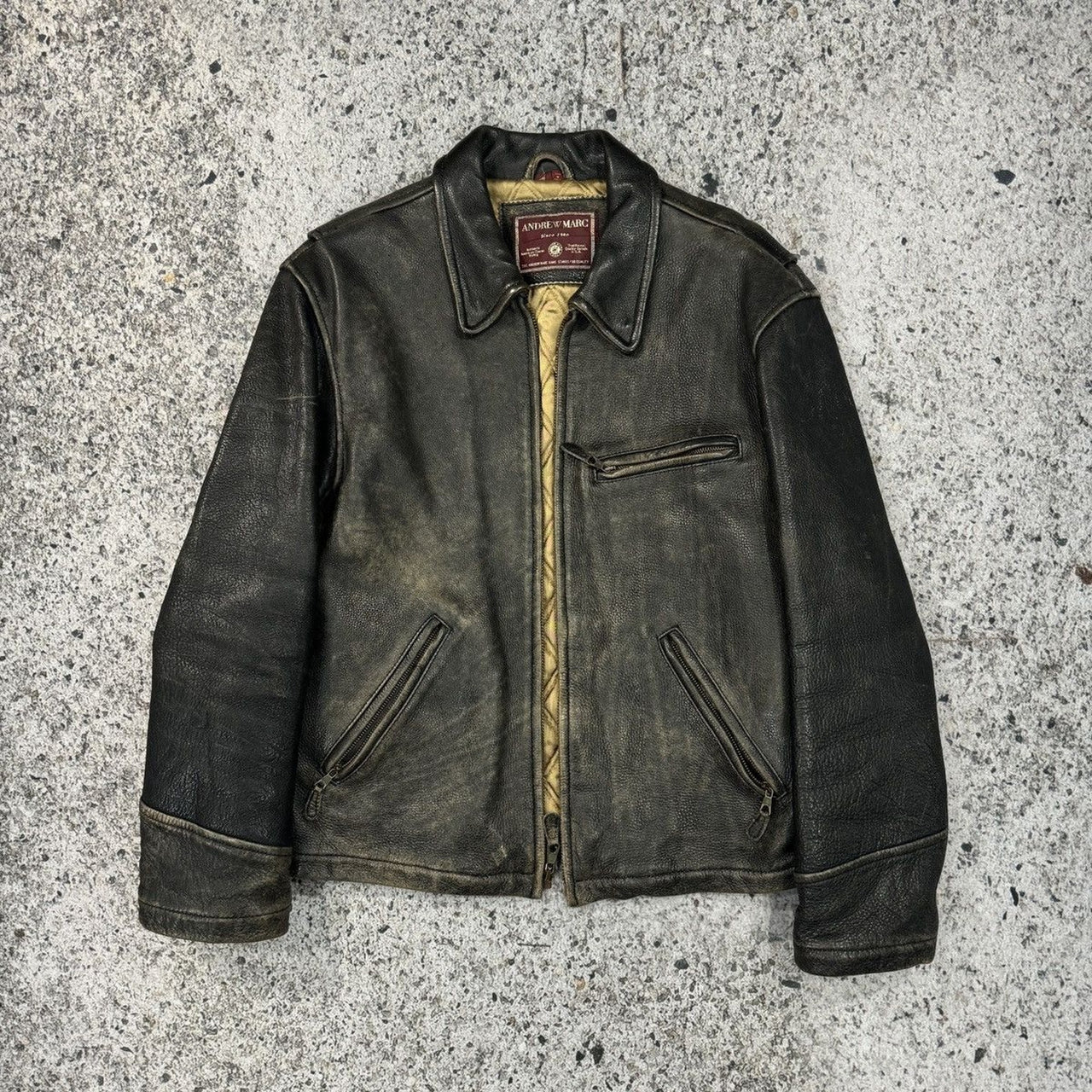 1990s BLACK FADED AGED LEATHER JACKET