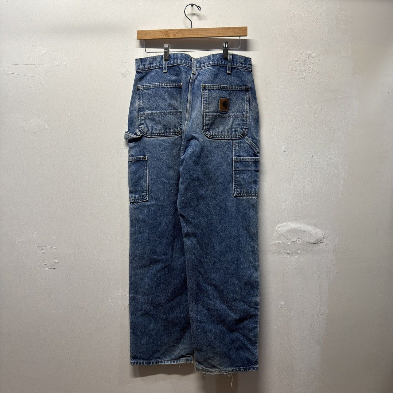 Vintage 1990s Made in USA Carhartt Faded Denim Double Knee Carpenter Pants