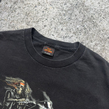 2000s Hot Leather Skeleton Biker Tee