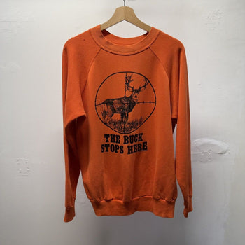 Vintage 1980s Faded Distressed The Buck Stops Here Gun Sweatshirt