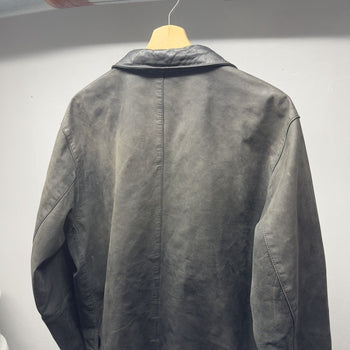 2000s Faded Black Leather Blouson Jacket