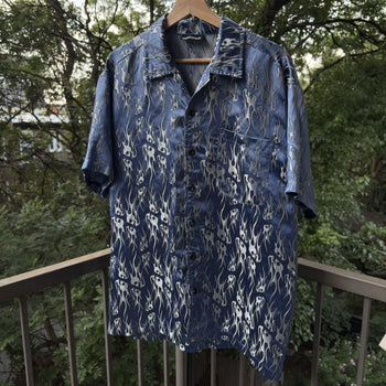 1990s Y2K Metallic Flame Shirt