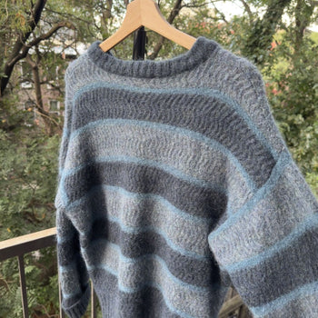 1980s 1990s Ermenegildo Zegna Blue Mohair Sweater