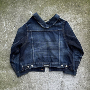 BALENCIAGA 2021 DIRTY BLUE SWING DENIM JACKET