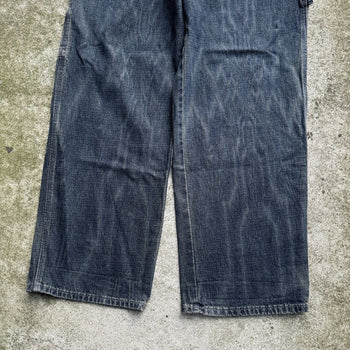 1990S Y2K FRACTAL BAGGY DENIM CARPENTER FADED SKATER JEANS