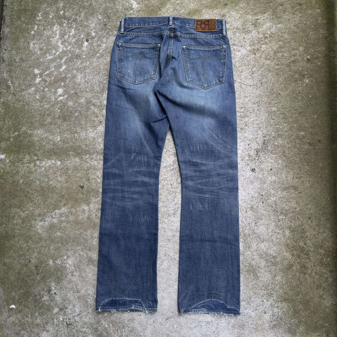 RRL SLIM BOOT REPAIRED JAPAN SELVEDGE DENIM JEANS RIVER BLUE