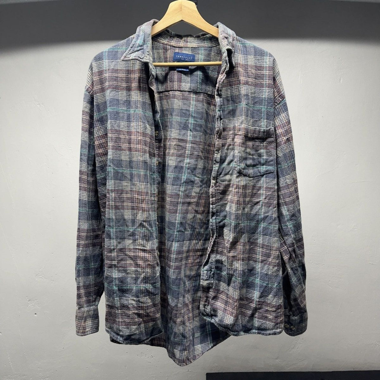 1990s Faded Distressed Plaid Grunge Flannel Shirt