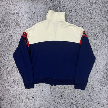 1980s Cotton Acrylic Striped Zip Up Track Jacket
