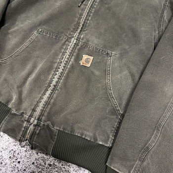 2000s CARHARTT FADED THRASHED GREEN HOODED WORK JACKET