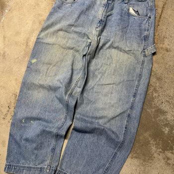 2000S FADED THRASHED BAGGY WIDE LEG DENIM WORK JEANS