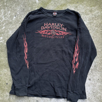 2000S HARLEY DAVIDSON FLAME LOGO LONGSLEEVE THERMAL