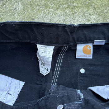 CARHARTT FADED BLACK DOUBLE KNEE PANTS